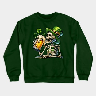 St. Patrick's Skeleton Toasting Beer Crewneck Sweatshirt